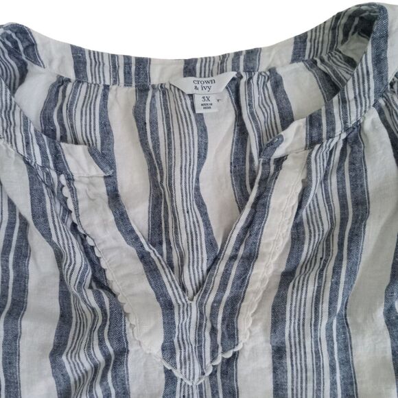 Women's Crown & Ivy Lace Blouse Gray White Size 3X - Picture 3 of 4